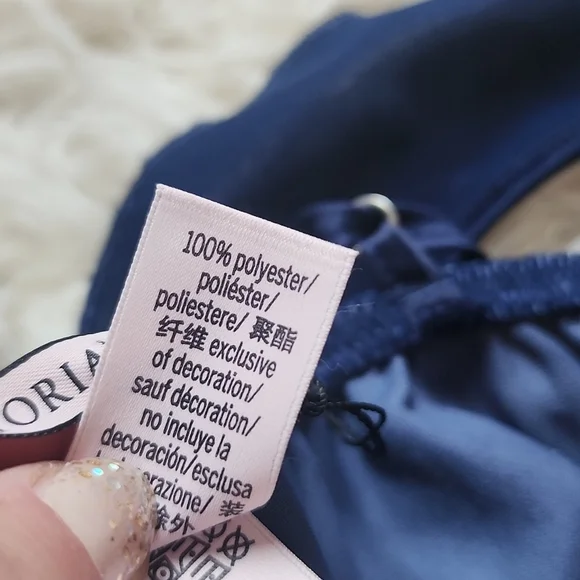 Victoria's Secret Navy Blue Velour Ruffle Trim Romper XS - Picture 10 of 12